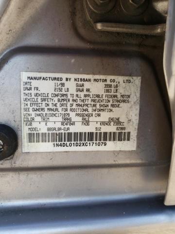 1999 Nissan Altima Xe VIN: 1N4DL01D2XC171079 Lot: 56566304