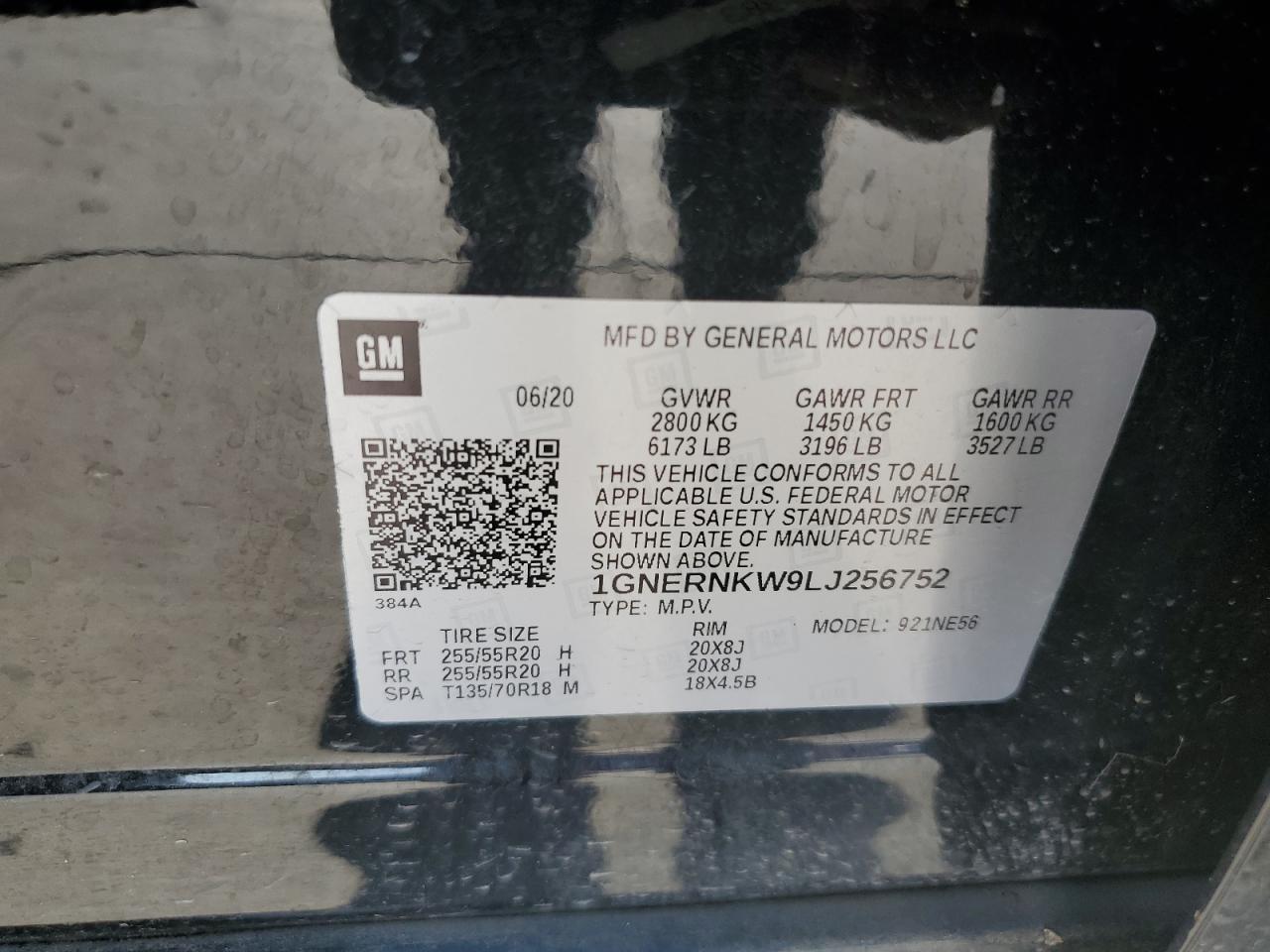 1GNERNKW9LJ256752 2020 Chevrolet Traverse High Country