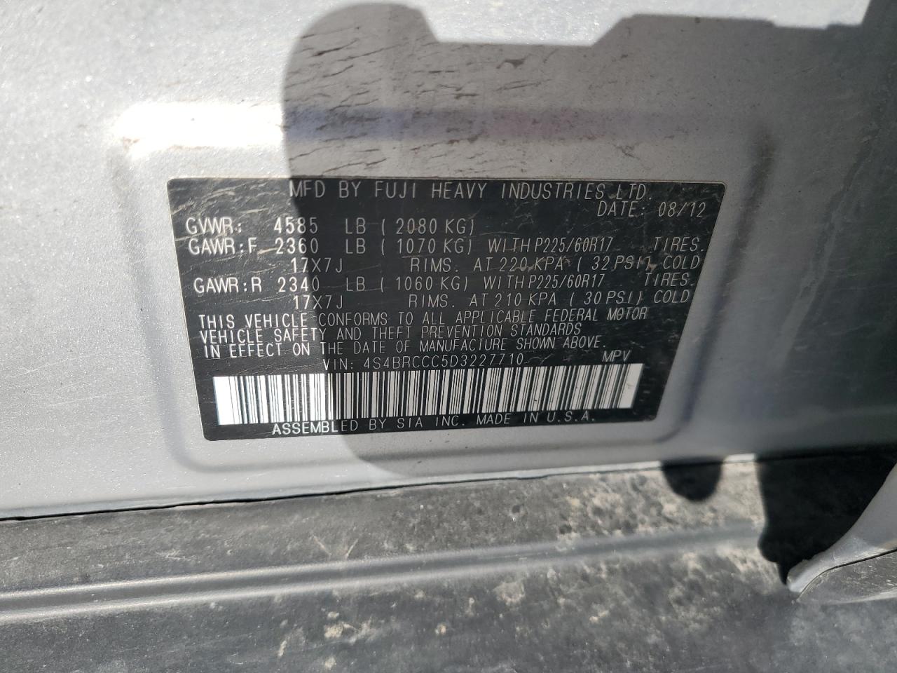 4S4BRCCC5D3227710 2013 Subaru Outback 2.5I Premium