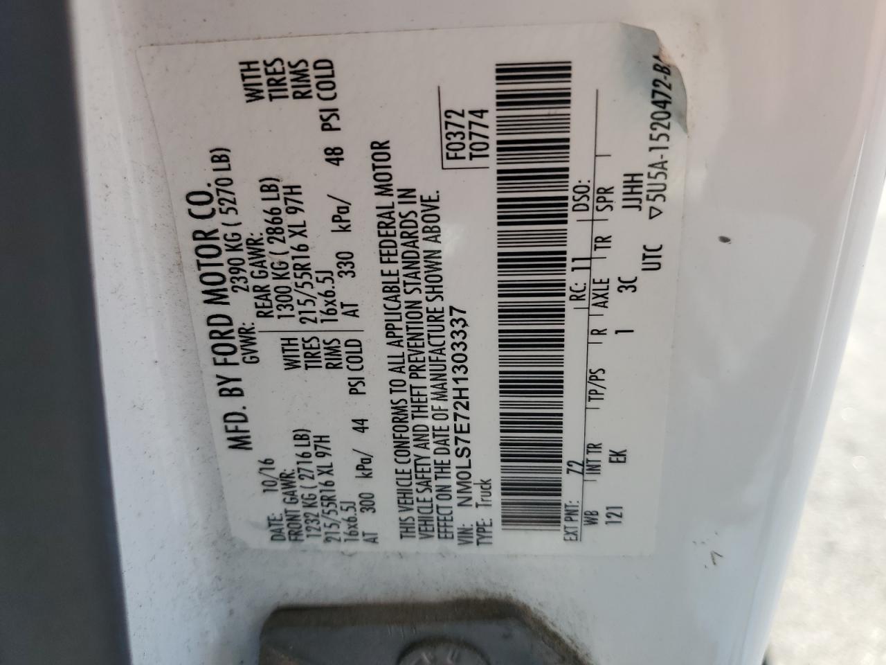 NM0LS7E72H1303337 2017 Ford Transit Connect Xl