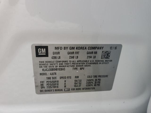 2017 Buick Encore VIN: KL4CJ3SBXHB103043 Lot: 56912844