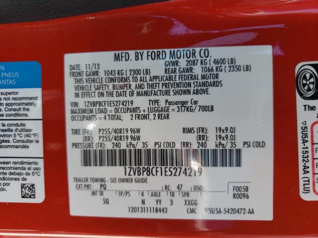 2014 Ford Mustang Gt VIN: 1ZVBP8CF1E5274219 Lot: 55489624