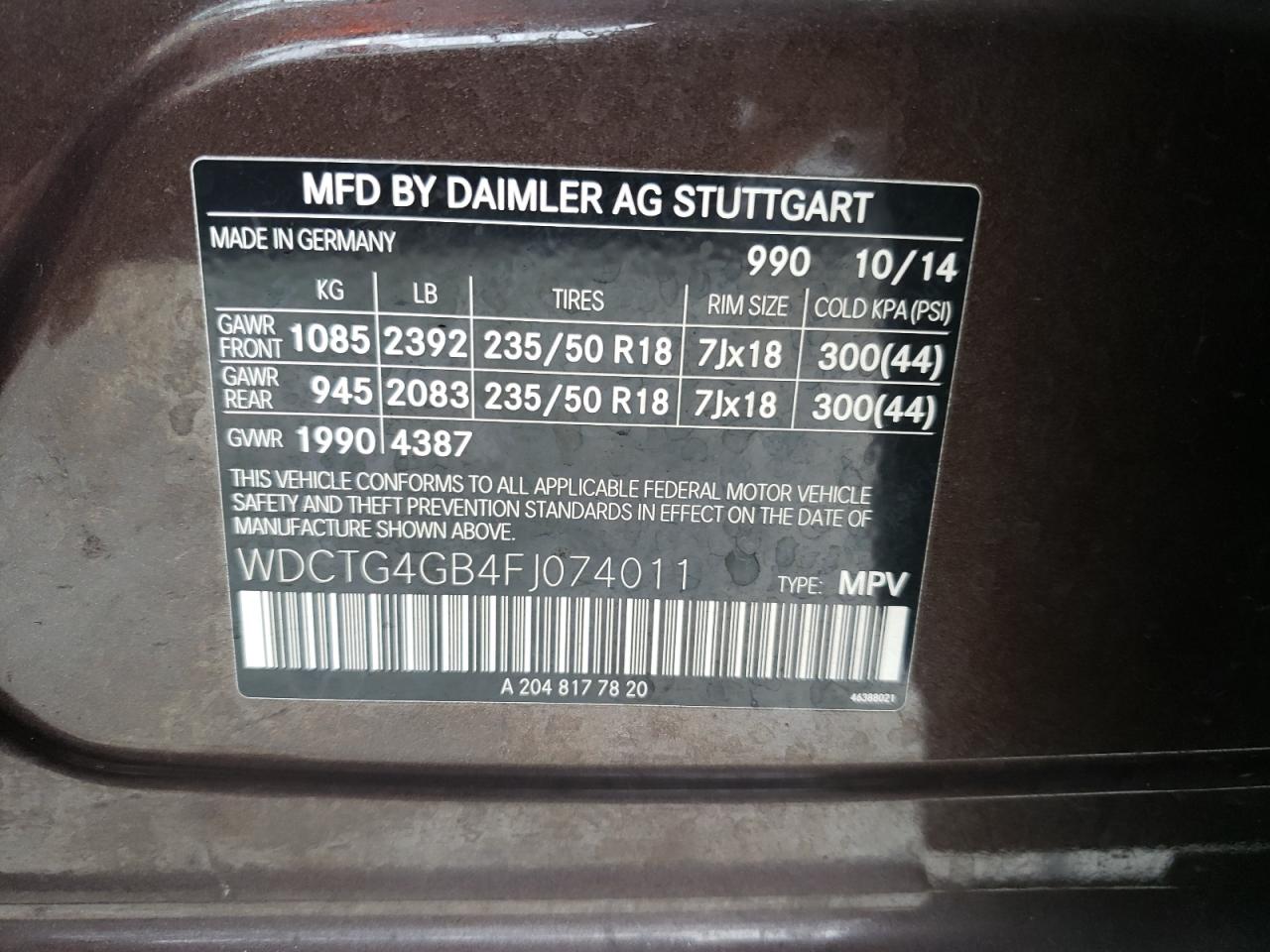 WDCTG4GB4FJ074011 2015 Mercedes-Benz Gla 250 4Matic