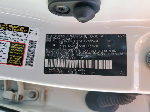 2021 Toyota Highlander Hybrid Le VIN: 5TDZARAH3MS503618 Lot: 53895434