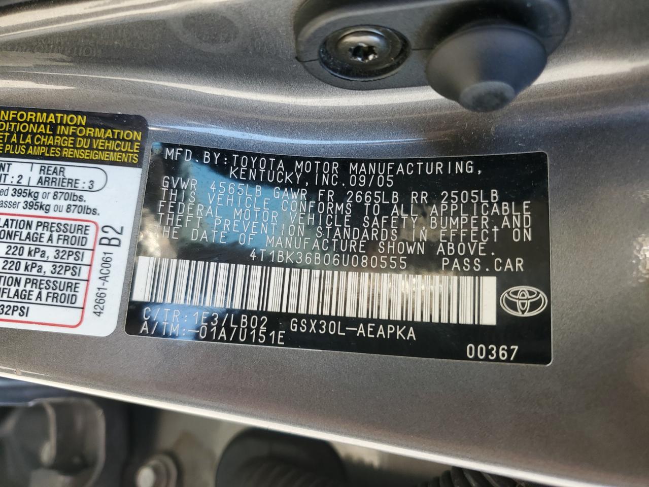 4T1BK36B06U080555 2006 Toyota Avalon Xl