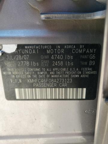 2008 Hyundai Azera Se VIN: KMHFC46F08A273123 Lot: 56125744