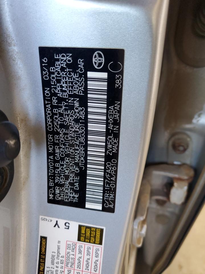 JTDKBRFU8G3011483 2016 Toyota Prius