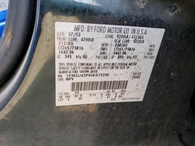 2004 Ford Excursion Eddie Bauer VIN: 1FMSU45PX4EA15250 Lot: 54374564