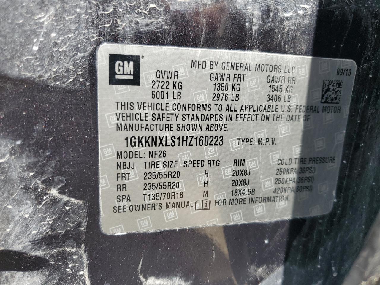 1GKKNXLS1HZ160223 2017 GMC Acadia Denali