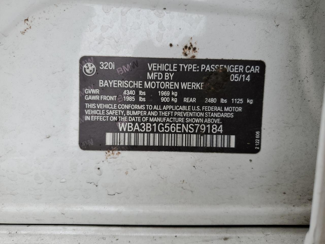 WBA3B1G56ENS79184 2014 BMW 320 I