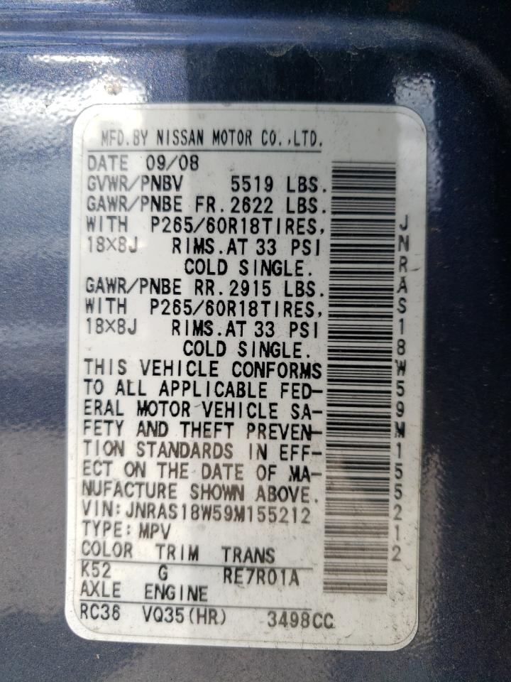 JNRAS18W59M155212 2009 Infiniti Fx35