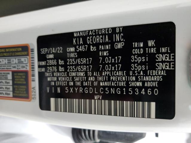 2022 Kia Sorento Lx VIN: 5XYRGDLC5NG153460 Lot: 55675624