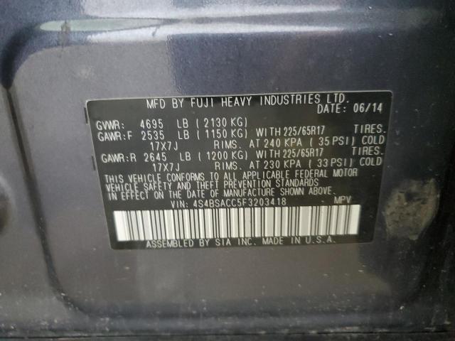 2015 Subaru Outback 2.5I Premium VIN: 4S4BSACC5F3203418 Lot: 53778344