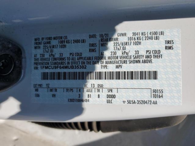 2021 Ford Escape S VIN: 1FMCU9F64MUB35302 Lot: 56625424