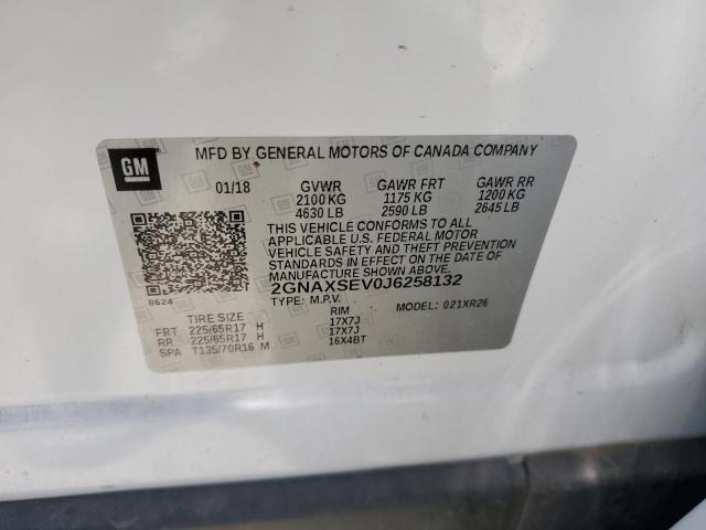 2018 Chevrolet Equinox Lt VIN: 2GNAXSEV0J6258132 Lot: 56666674