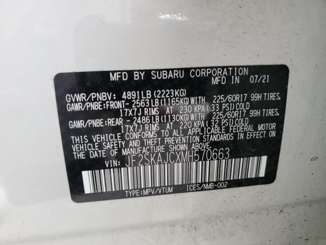 2021 Subaru Forester Premium VIN: JF2SKAJCXMH570663 Lot: 55860364