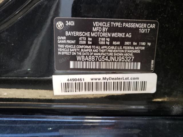 2018 BMW 340 Xi VIN: WBA8B7G54JNU95327 Lot: 51789524
