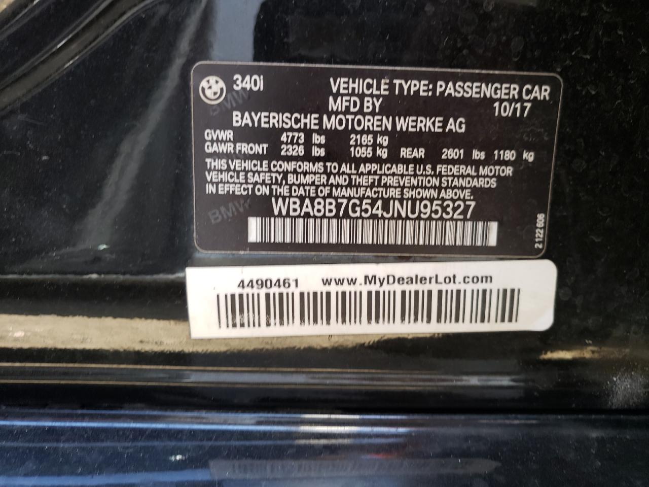 WBA8B7G54JNU95327 2018 BMW 340 Xi