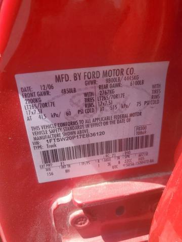 2007 Ford F250 Super Duty VIN: 1FTSW20P17EB36120 Lot: 55934524