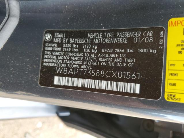 2008 BMW 535 Xi VIN: WBAPT73588CX01561 Lot: 57417364