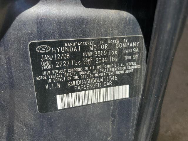 2008 Hyundai Elantra Gls VIN: KMHDU46D58U411546 Lot: 53160704