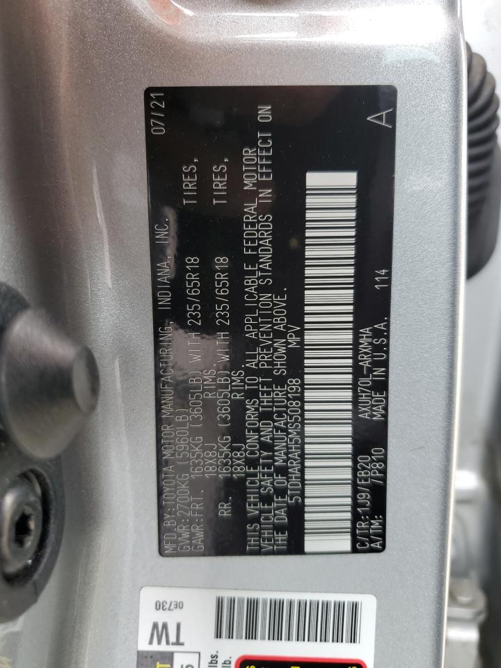 5TDHARAH5MS508198 2021 Toyota Highlander Hybrid Xle