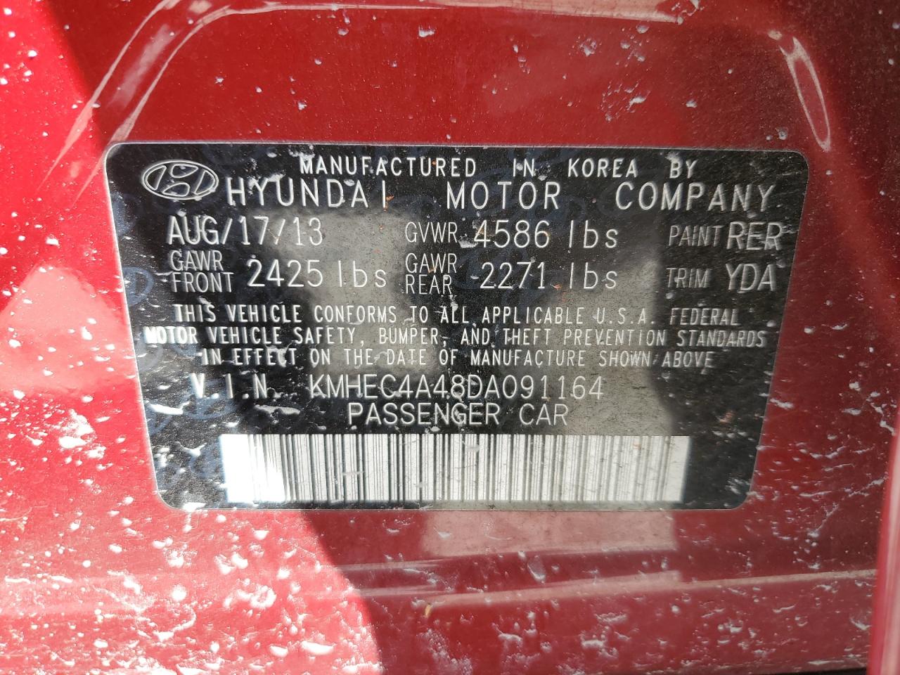 KMHEC4A48DA091164 2013 Hyundai Sonata Hybrid