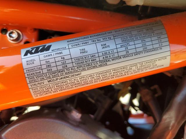 2022 Ktm 390 Duke VIN: MD2JPJ406NC263447 Lot: 56280264