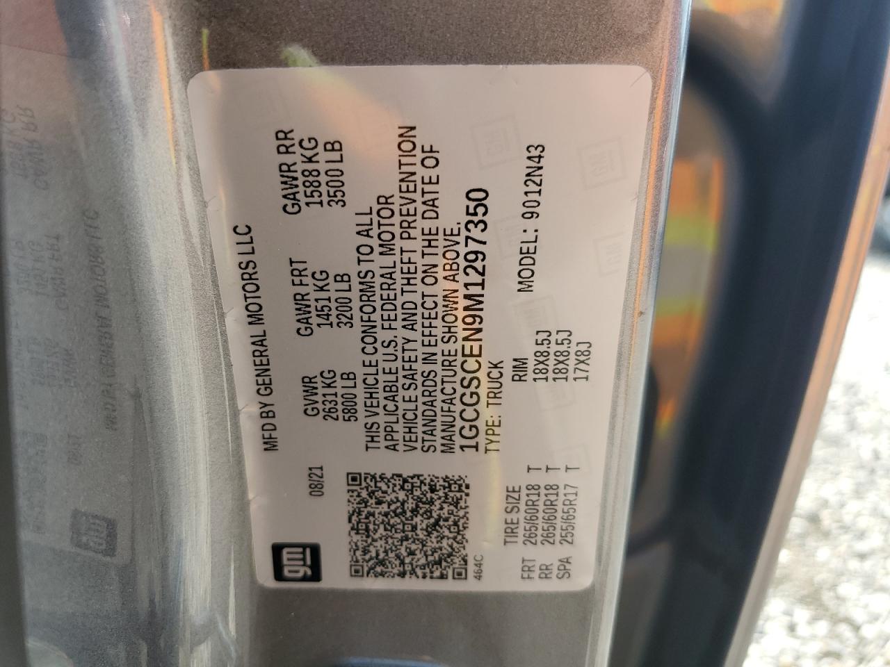 1GCGSCEN9M1297350 2021 Chevrolet Colorado Lt