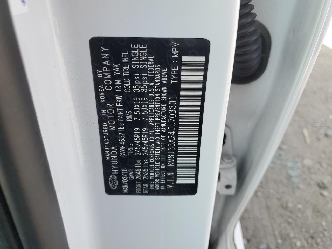 KM8J33A24JU703331 2018 Hyundai Tucson Value