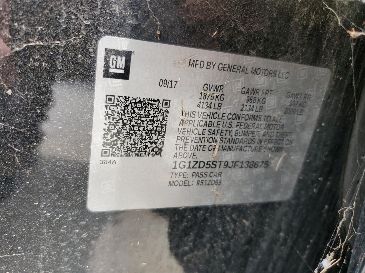 1G1ZD5ST9JF138675 CHEVROLET MALIBU 2018