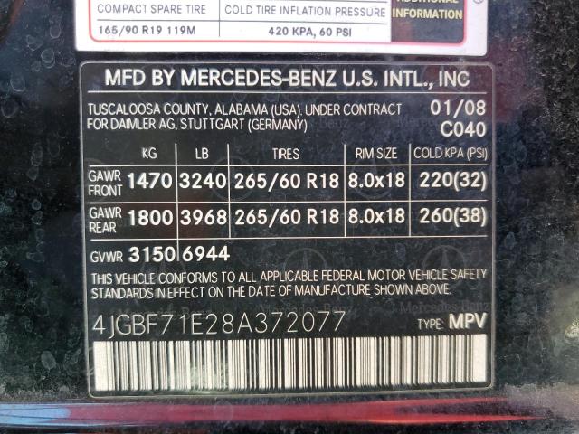 2008 Mercedes-Benz Gl 450 4Matic VIN: 4JGBF71E28A372077 Lot: 55104564