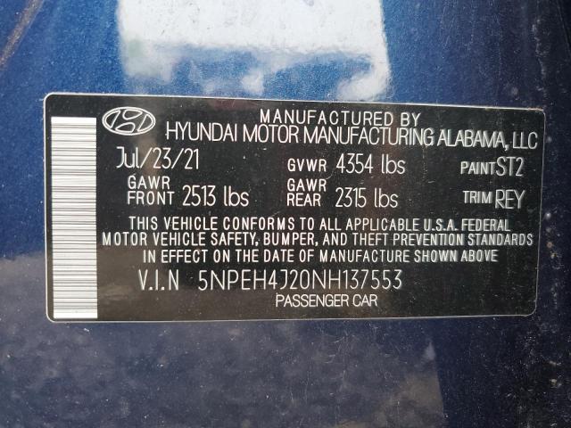 2022 Hyundai Sonata Limited VIN: 5NPEH4J20NH137553 Lot: 53324824