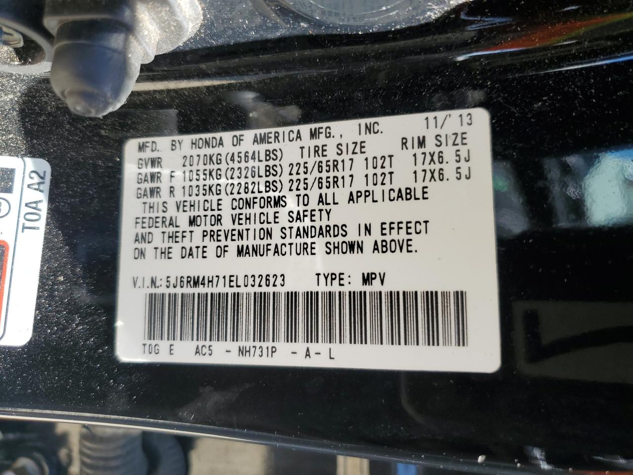 5J6RM4H71EL032623 2014 Honda Cr-V Exl