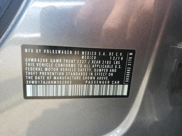 2017 Volkswagen Jetta Sport VIN: 3VWD17AJ6HM302803 Lot: 54915924