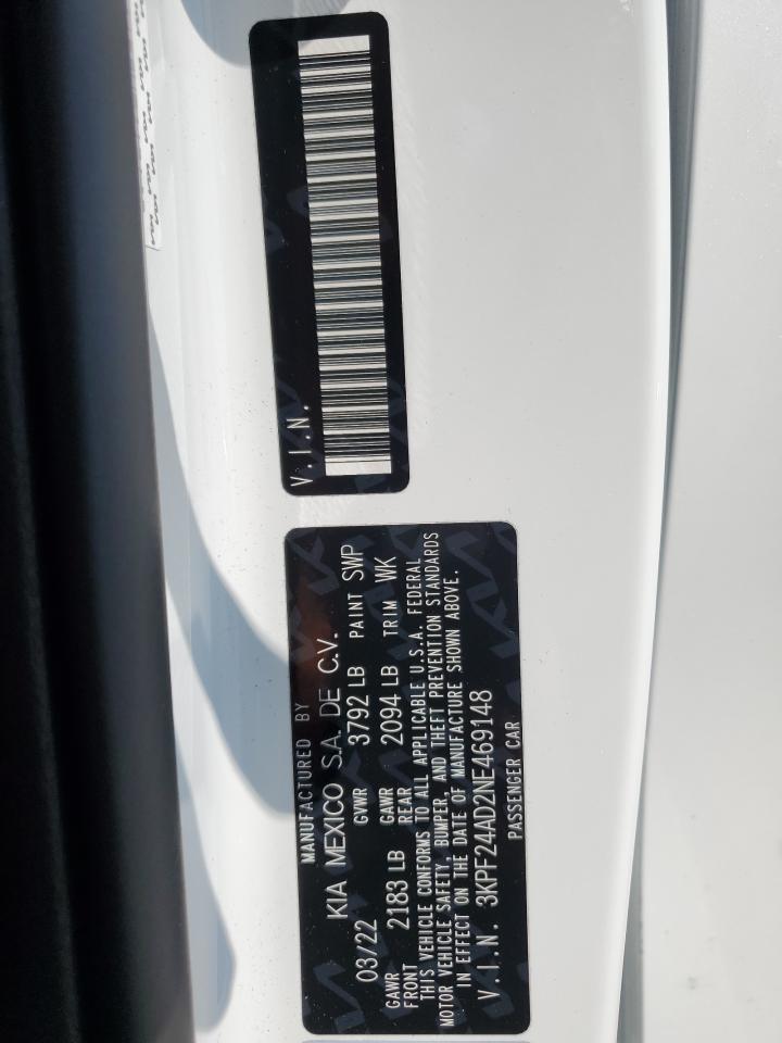 3KPF24AD2NE469148 2022 Kia Forte Fe