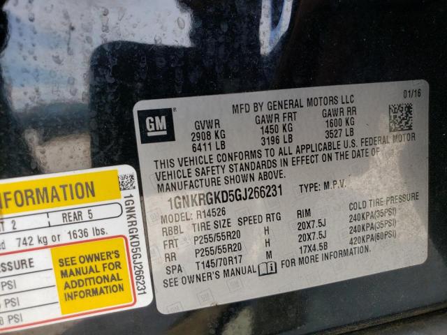 2016 Chevrolet Traverse Lt VIN: 1GNKRGKD5GJ266231 Lot: 56618294