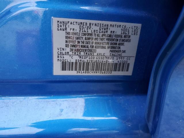 2022 Nissan Sentra Sv VIN: 3N1AB8CVXNY268333 Lot: 55377004