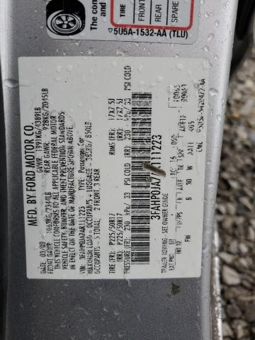 2010 Ford Fusion Sel VIN: 3FAHP0JA7AR111223 Lot: 55097644