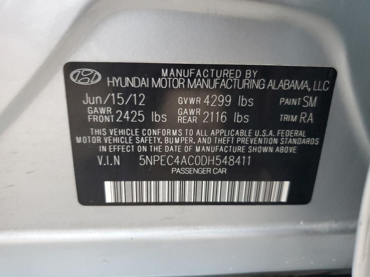 5NPEC4AC0DH548411 2013 Hyundai Sonata Se