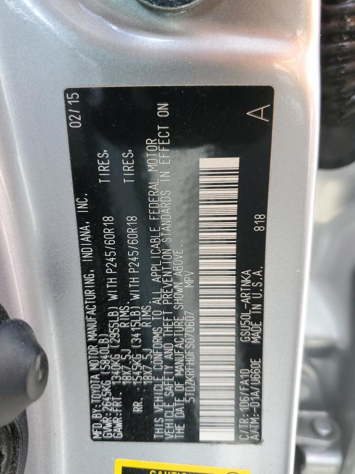 5TDZKRFH0FS070607 2015 Toyota Highlander Le