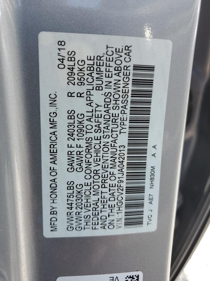 1HGCV2F91JA042013 2018 Honda Accord Touring