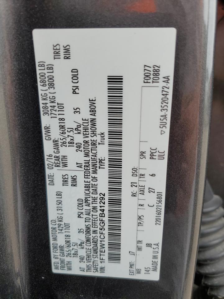 1FTEW1CF5GFB41292 2016 Ford F150 Supercrew