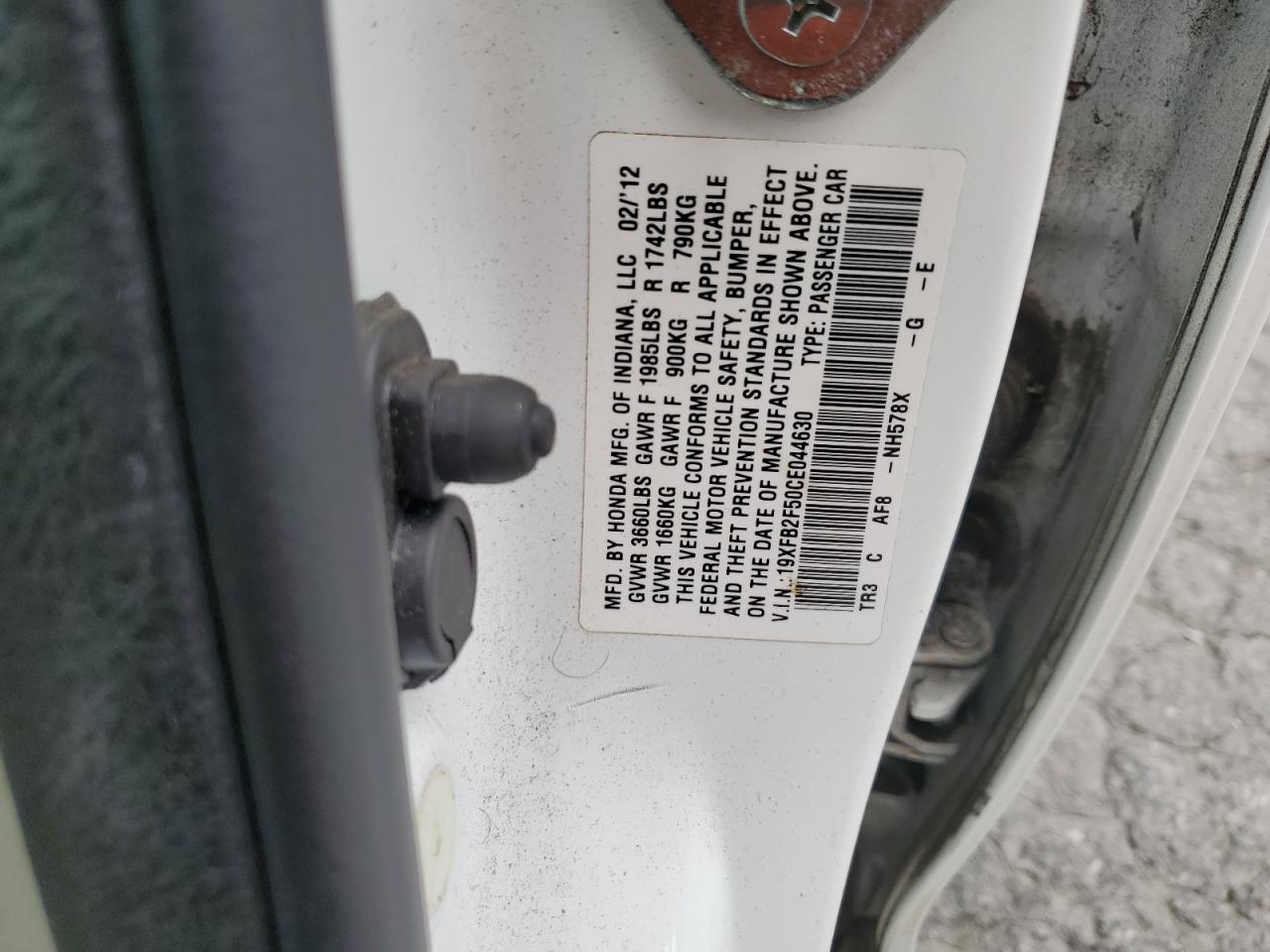 19XFB2F50CE044630 2012 Honda Civic Lx