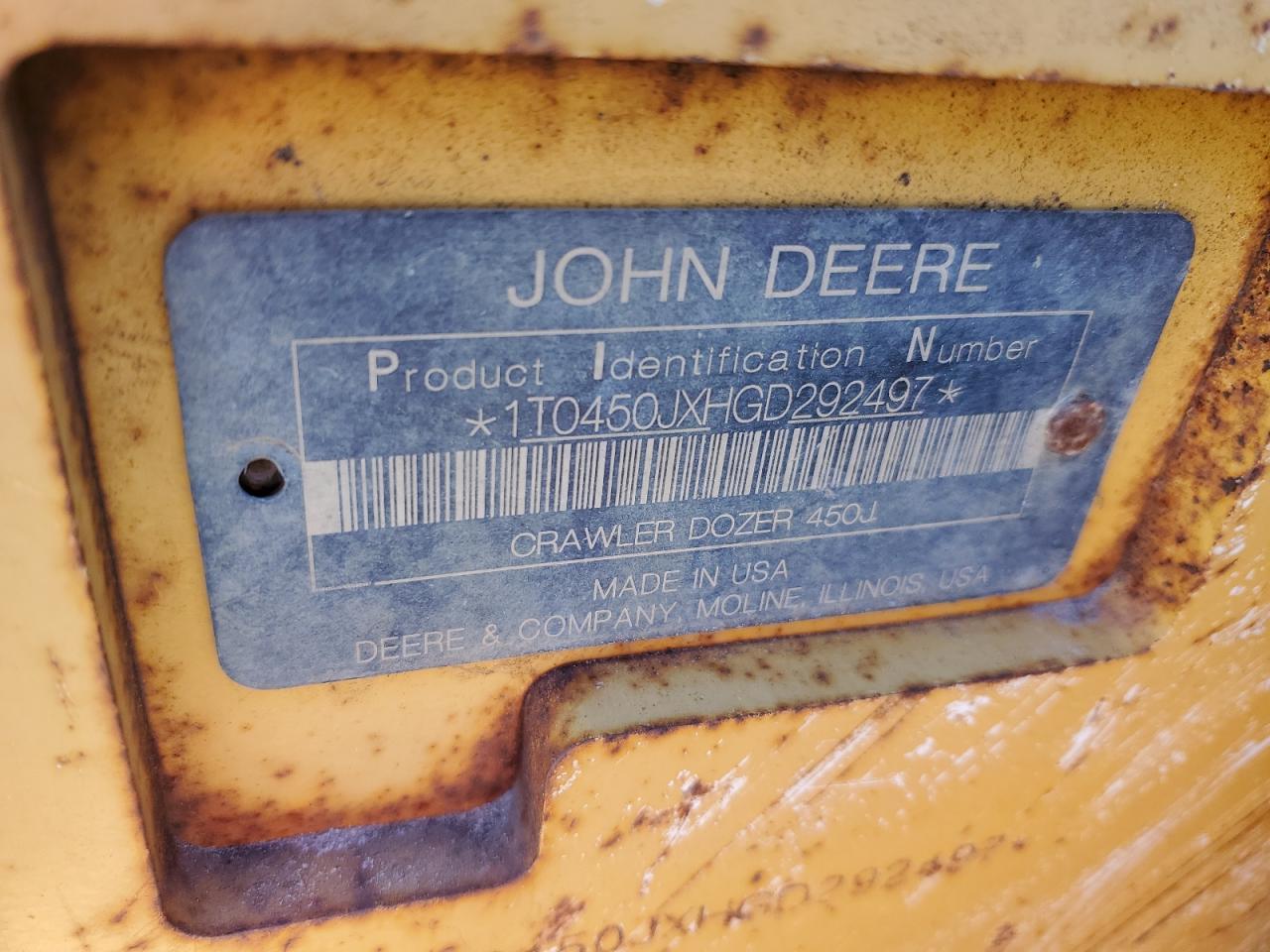 1T0450JXHGD292497 2016 John Deere 450J