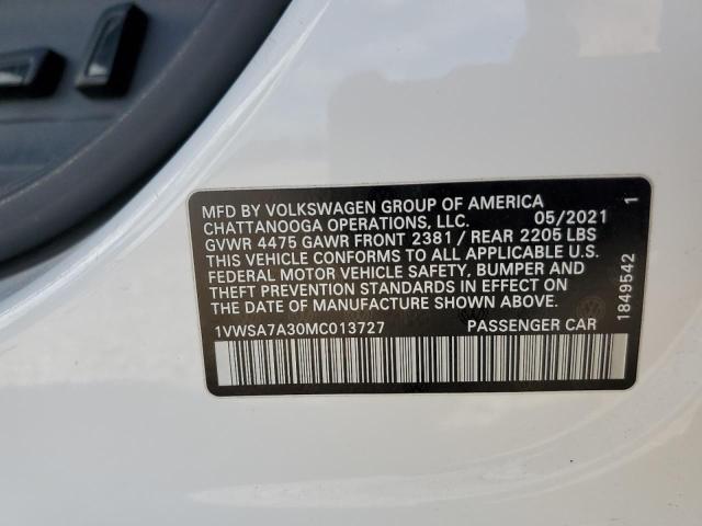 2021 Volkswagen Passat Se VIN: 1VWSA7A30MC013727 Lot: 55635404