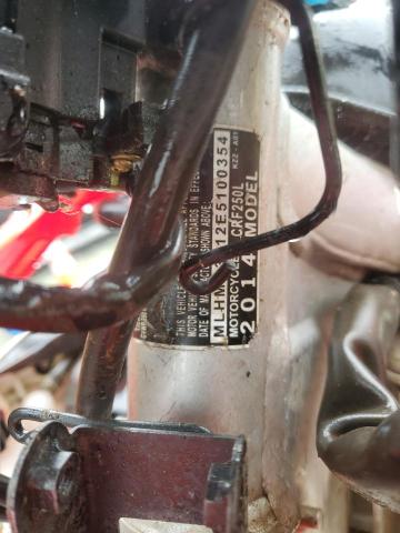 2014 HONDA CRF250 L MLHMD3812E5100354