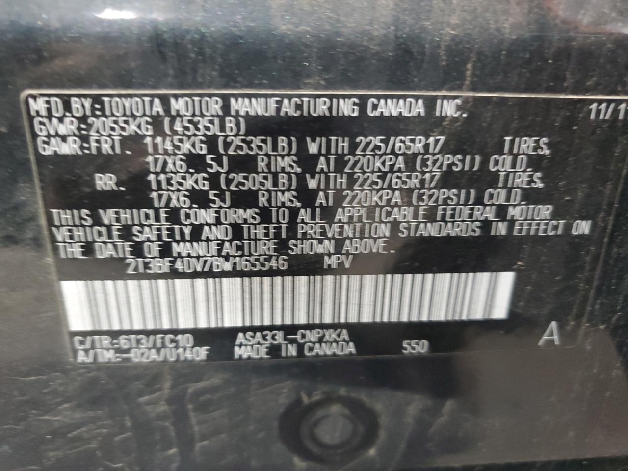 2T3BF4DV7BW165546 2011 Toyota Rav4