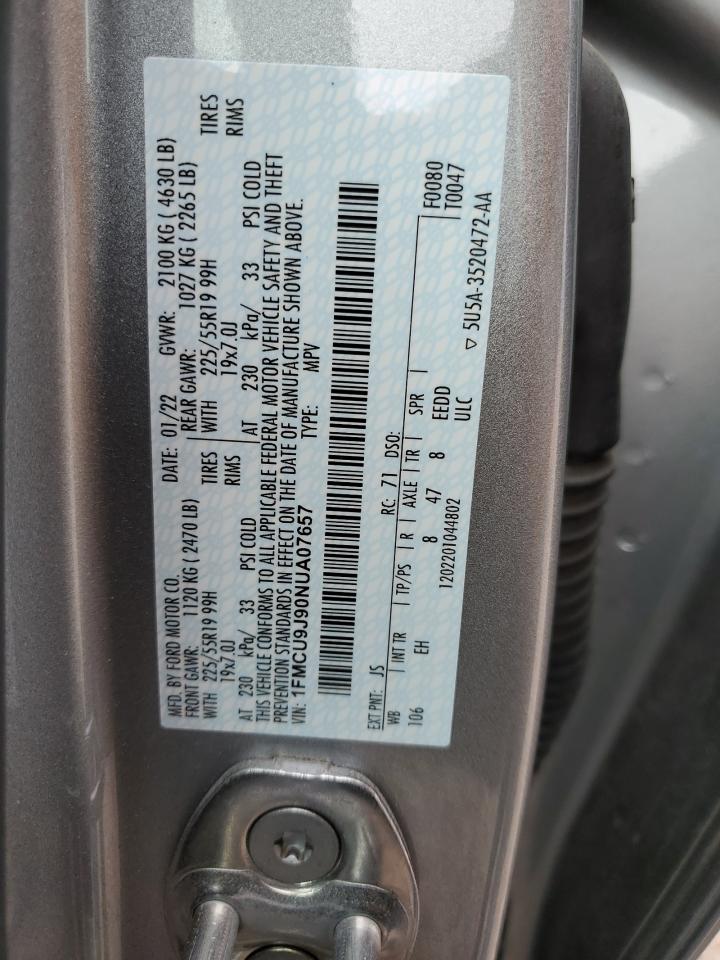 1FMCU9J90NUA07657 2022 Ford Escape Titanium