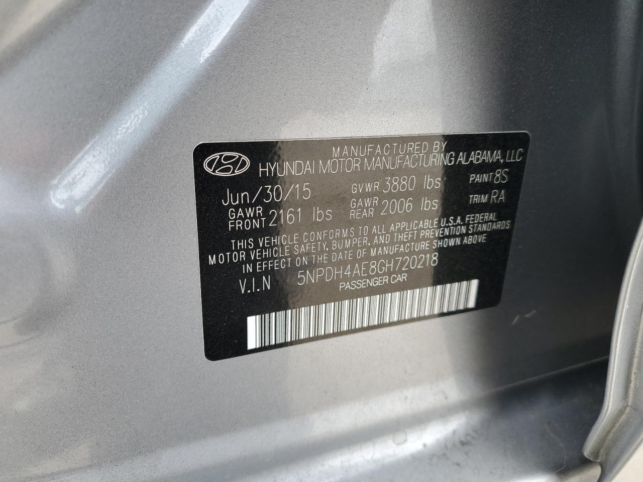 5NPDH4AE8GH720218 2016 Hyundai Elantra Se